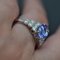 French Modern Platinum Ring with Tanzanite and Diamonds 12