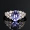 French Modern Platinum Ring with Tanzanite and Diamonds, Image 3