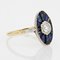 French Art Deco 18 Karat Yellow Gold Ring with Sapphire and Diamond, 1925s 9