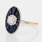 French Art Deco 18 Karat Yellow Gold Ring with Sapphire and Diamond, 1925s 7