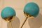 Apliques italianos de cristal de Murano azul turquesa y latón. Juego de 2, Imagen 10