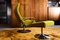 Swivelling Lounge Chair with Footrest in Yellow Corduroy 7