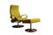 Swivelling Lounge Chair with Footrest in Yellow Corduroy 1
