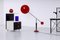 Postmodern Red and Black Adjustable Counterbalance Table Light from Herda, 1980s 2