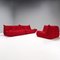 Red Togo Corner Modular Sofa by Michel Ducaroy for Ligne Roset, Set of 3 2