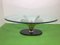 Oval Coffee Table with a Mamor Base and Sanded Glass Plate, 1980s 1