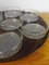 Mid-Century Modern Scandinavian Revolving Tray in Glass and Rosewood, Set of 8 3