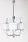 Lampada a sospensione Bauhaus cromata con paralumi in vetro opalino, Immagine 1