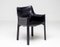 Black Leather Cab Armchair by Mario Bellini for Cassina, Image 3