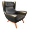 Black Leather & Teak Model 110 Lounge Chair by Illum Wikkelsø for Søren Willadsen Møbelfabrik 1