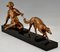 Sculpture de Dame avec Chien Lévrier Art Déco en Bronze par Armand Godard, France, 1930 4