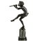 Art Deco Bronzeskulptur des tanzenden Fauns mit Flöten von Edouard Drouot, 1920 1