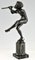 Scultura Art Déco in bronzo di Fauno danzante con flauti di Edouard Drouot, 1920, Immagine 8