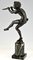 Art Deco Bronze Sculpture of Dancing Faun with Flutes by Edouard Drouot, 1920 3