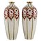 Art Deco Ceramic Vases with Stylized Peonies & Roses by Maurice Paul Chevallier for Longwy 1925, Set of 2 1