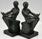 Art Deco Delassement Bookends with Reading Nudes by Max Le Verrier, France, 1930s, Set of 2 6