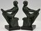 Art Deco Delassement Bookends with Reading Nudes by Max Le Verrier, France, 1930s, Set of 2 2