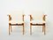 French Oak and Wool Bouclé Compass Armchairs from Roger Landault, 1950s, Set of 2 7