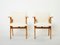 French Oak and Wool Bouclé Compass Armchairs from Roger Landault, 1950s, Set of 2, Image 7