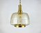 Vintage German Gilded Brass & Glass Pendant Light, 1970s 4