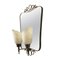 Vintage Brass Mirror with Flower Shaped Glass Lights, Italy, 1950s, Image 5