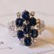 18k Vintage White Gold Ring with Synthetic Sapphires, 1970s 1