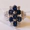 18k Vintage White Gold Ring with Synthetic Sapphires, 1970s 2