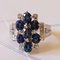 18k Vintage White Gold Ring with Synthetic Sapphires, 1970s, Image 3