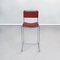 Hoher italienischer Mid-Century Modern Hocker aus braunem Leder & Stahl, 1980er 2