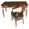 19th Century Empire Revival Bureau Plat Desk Writing Table & Armchair, Set of 2 1