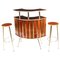 20th Century Cocktail Drinks Bar Cabinet and Stools, Set of 3, Image 1