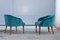 Italian Cherry Trees and Green Velvet Cockpit Armchairs, 1950s, Set of 2, Image 2