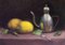 Marco Fariello, Stillleben mit Zitronen, Menage und Teelöffel, Öl auf Holz, 2020 1