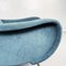 Mid-Century Modern Italian Blue Fabric and Brass Feet Armchair, 1950s, Image 8