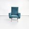 Mid-Century Modern Italian Blue Fabric and Brass Feet Armchair, 1950s, Image 2