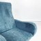 Moderner italienischer Mid-Century Sessel mit blauem Stoffbezug & Füßen aus Messing, 1950er 5