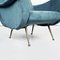 Mid-Century Modern Italian Blue Fabric and Brass Feet Armchair, 1950s 12