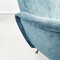 Mid-Century Modern Italian Blue Fabric and Brass Feet Armchair, 1950s 9