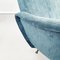 Mid-Century Modern Italian Blue Fabric and Brass Feet Armchair, 1950s, Image 9