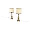 Antique Italian Gold Painted Wood and Beige Fabric Table Lamps, 1800s, Set of 2 1