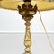 Antique Italian Gold Painted Wood and Beige Fabric Table Lamps, 1800s, Set of 2 8