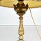 Lámparas de mesa italianas antiguas de madera pintada en dorado y tela beige, década de 1800. Juego de 2, Imagen 8