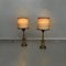 Antique Italian Gold Painted Wood and Beige Fabric Table Lamps, 1800s, Set of 2, Image 2