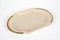 Mid-Century Cream Brass and Acrylic Glass Oval Serving Platter, Italy, 1980s 2