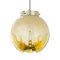 Vintage Amber Sphere Suspension Light with Green Decoration 1