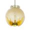 Vintage Amber Sphere Suspension Light with Green Decoration, Image 1