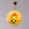 Vintage Amber Sphere Suspension Light with Green Decoration, Image 7