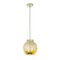 Vintage Amber Sphere Suspension Light with Green Decoration 2
