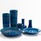 Blue Vases and Plates by Flavia Montelupo and Aldo Londi for Bitossi, Italy 1970s, Set of 7 1