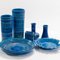 Blue Vases and Plates by Flavia Montelupo and Aldo Londi for Bitossi, Italy 1970s, Set of 7 2
